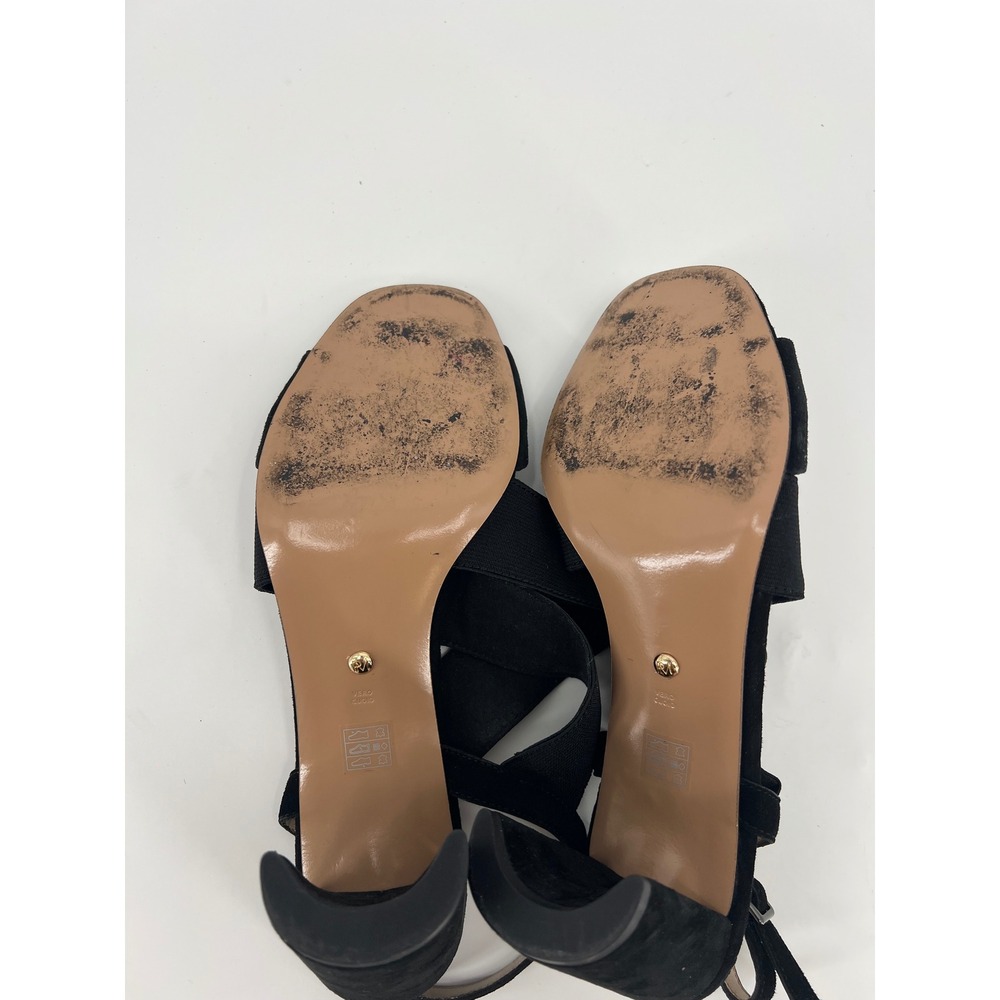 Pelle Moda Black Suede Crisscross Elastic Block Heel Sandals Womens 8.5M - Picture 6 of 8